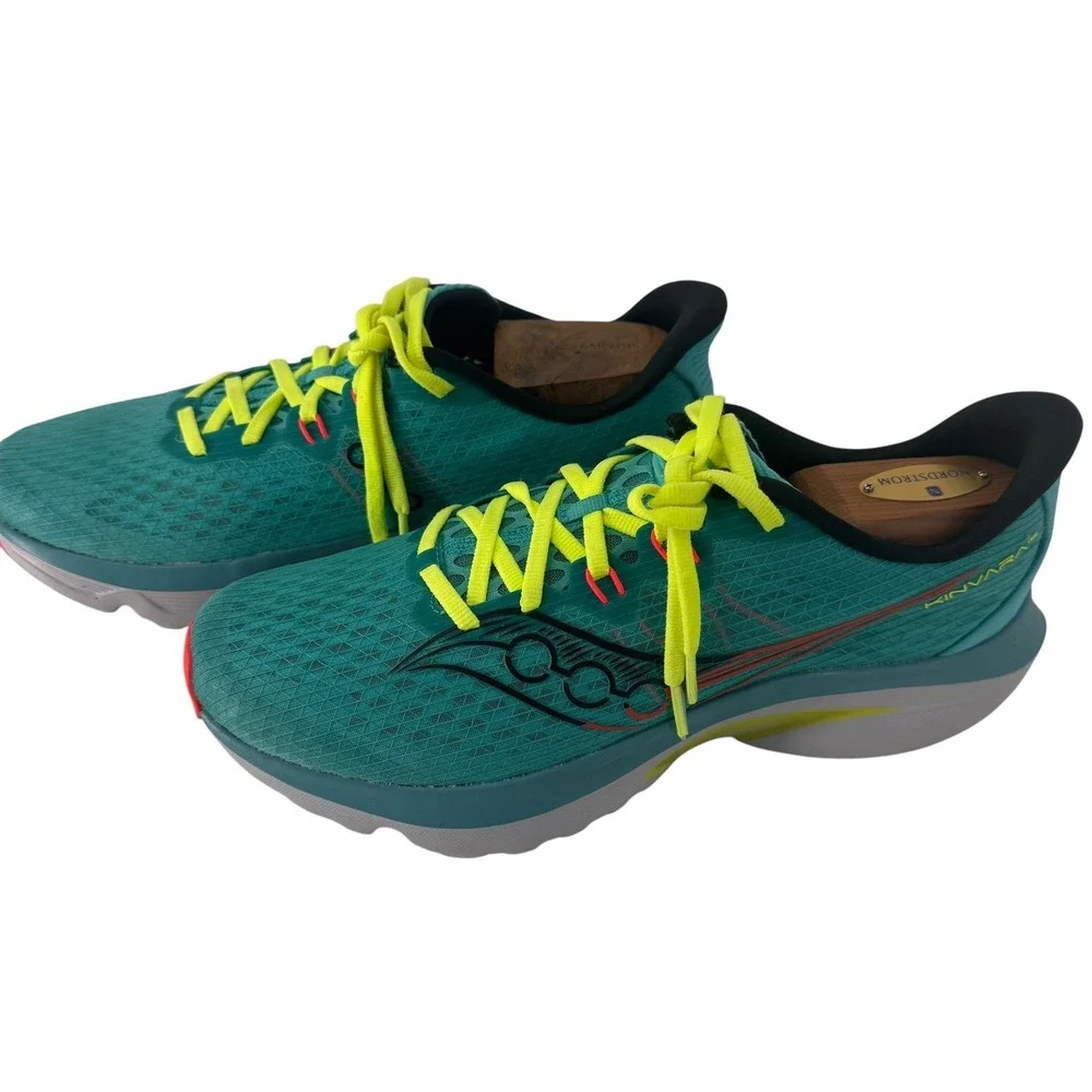 Saucony Kinvara 14 Mens 9 Teal Citron Red Running Shoes Sneaker (Worn once )‎